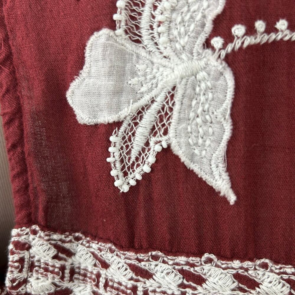 Free People Women Edie Top Size XS Short Sleeve Embroidered Floral Boho Flowy - Picture 3 of 10